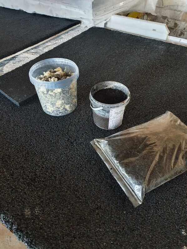 Acoustic panel and recycled material samples